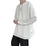 [Capprecier] 長袖tシャツ メンズ 大きいサイズ ビッグシルエット tシャツ トップス 秋服 春服 ロングtシャツ ロンt カットソー 長袖 おしゃれ ゆったり ファッション (L, ホワイト)