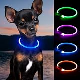Bpawser 犬LED首輪 USB充電式 サイズ調節可能 軽量 犬猫用 夜間犬の散歩用 小型犬 40 CM (ブルー)