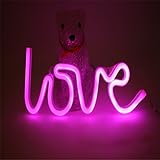 etbotu Love Letters形状LEDライトWall Hangingネオンライトの祭パーティーウェディングデコレーション ピンク texas-lfb-20180403-25