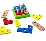 [kuro&jouet] ちょっとかわった楽しい形の 木製 立体 パズル 知育 教育 型合わせ はめ込み 幼児 男の子 女の子