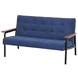 不二貿易 アイアンウッドソファ フレンズ 2人掛け ブルー 33354