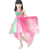 ベビーゴー　子供ドレス　ワンピース　ワンピース　胸に3D花付き　踊りワンピース　ドレス　発表会　文化祭 演奏会（ローズ　160）