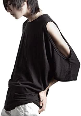 Amazon バリオスウェイズ Variousways メンズファッション 肩見せ ドロップショルダー 変形tシャツ かたみせ オフショルダー 黒 Tシャツ メンズファッション 原宿系 V系 ライブ コンサート 衣装 パンク系 Tシャツ カットソー 通販
