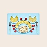 シリコーンプレイスマットベビーサクション、分割プレートサッカーボウルベビー幼児と子供用子供幼児の旅行プレート,A,38CM