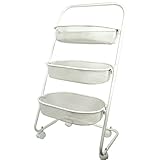 TBM-9916WH　メッシュ式ワゴン3段 キャスター付　ホワイト