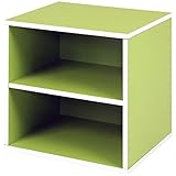 不二貿易 キューブボックス 棚付き 2段 幅34.5cm 組換え自由 グリーン 92104