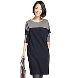 Twinkle goods (ツインクルグッズ) ワンピース バイカラー おしゃれ 上品 きれいめ 大人コーデ お腹周り ゆったり バッグ 小物に合わせやすい M