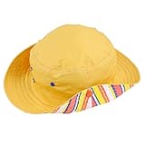 【SEBLES】ベビー 赤ちゃん 帽子 ハット サファリハット アドベンチャーハット 子ども 子供 ボーダー コットン UV 無地 お洒落 春 夏 秋 ユニセックス(イエロー,50cm)