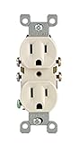Leviton 5320-TMP 15 Amp, 125 Volt, Duplex Receptacle, Residential Grade, Self-Grounding, 10-Pack, Li