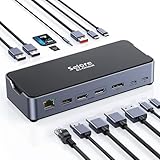 【15 in 1単一モニタ8K対応】USB C ドッキングステーション type c 2*HDMI 4K デュアル トリプルディスプレイ100W 急速充電 DP/有線LAN RJ45/3.5mm オーディオジャック/USB-A 3.1/3.0/2*USB-C 3.1/PD+SD&TFカードスロット LEDインジケータ ios/Windowsデバイス等対応