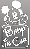 ベイビー イン カー ステッカーbaby in car ミッキー /車用/シール/ Vinyl//ステッカー/mk02 (白)