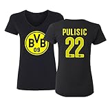Borussia Dortmund Christian Pulisic Soccer Football JerseyスタイルレディースVネックTシャツ