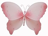 ピンククリスタルバタフライデコレーション – HangingバタフライナイロンButterflies女の子部屋赤ちゃん保育園寝室壁天井装飾ブライダルベビーシャワー誕生日パーティーウェディングFavor