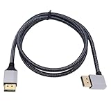 NFHK 直角 DisplayPort DP - DPケーブル 4K 60hz ケーブル シルバースリーブ ウルトラHD UHD 90度 デスクトップ ノートパソコン モニター グラフィックスカード 2M