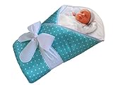 BundleBee Baby Wrap/Swaddle/Blanket, Feather Light/Aqua Polka Dot, 0-4 Months by BundleBee