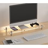 MJKQ9 モニター台 モニター台 卓上 机上台パソコン台 机上ラック モニタースタンド 机上ラック 卓上 キーボード収納 シンプル オフィス テレワーク おしゃれ ナチュラル 北欧 透明 80*20*5 姿勢改善 作業台 在宅勤務 机上台 ノートパソコンラック