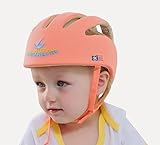 Minsell　安全ヘルメット ベビー 乳幼児 ソフト 可愛い 洗える スポンジ 安全 ヘッドガード プロテクター 保護 ケガ 防止 軽量 サイズ調整可 (オレンジ)