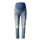 Zhuhaitf スマートなデザイン Women's Maternity Wear Bottoms Hole Denim Trousers Care Belly Comfort Jeans Pants