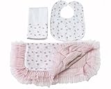 Caught Ya Lookin' Baby Bib with Burp Cloth and Thumb Blanket Set, Butterfly/Pink by Caught Ya Lookin