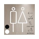 Bonarca ピクトサイン トイレ 【厚さ3mmのアクリルプレート】 男女 ルーム サイン ステッカー お風呂 矢印 おしゃれ ピクトグラム シール プレート 標識 ウォールステッカー 壁 ドアサイン 看板 屋外 場所 オフィス エレベーター ユニバーサル デザイン 両面テープ 付き (ホワイト, トイレ)