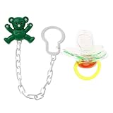 Perfk 全3色　幼児のおしゃぶりホルダー　おしゃぶり　チェーン　ベビーカー収納 　便利 - 緑