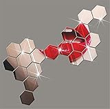 AxiEr 12pc壁ステッカー3dミラーHexagonビニール取り外し可能デカールホーム装飾アートDIYホームデコレーション シルバー AXR-XL-040808