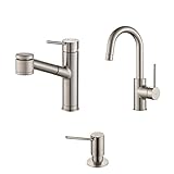 Kraus KPF-2610-2600-41SS Modern Mateo Pull Out Kitchen Faucet with Bar/Prep, SD Stainless Steel by K
