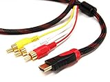 Yデパートセンター55® 金メッキ HDMI A/M TO RCA3 変換ケーブル 1.5m HDMIオス-3RCA(赤白黄)