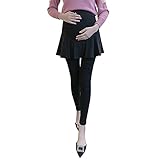 Spinas(スピナス) マタニティ フレア スカート付き ストレッチ レギンス 裏起毛 あり ナシ 選べます マタニティレギンス マタニティパンツ あったか 妊婦 産前 防寒 保温 ブラック グレー