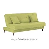 arne ローソファー リクライニング 2人掛け ソファベッド クッション2個付き 布張り ファブリック cozy Z33 オリーブグリーン