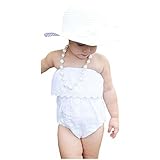 Chinateraベビーキッズトドラーガールズホワイトオフ肩ロンパースジャンプスーツスーツ服