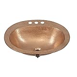 Sinkology BOD-0903NU Kelvin Drop-in Handcrafted Bath Sink with 4 Faucet Holes, 20, Naked Copper Unfi