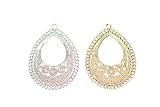 【jewel】透かしパーツ しずく型 雫２枚 ゴールドorシルバー 座金 すかし (シルバー)