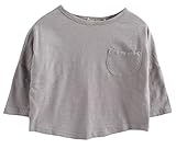 Plus Nao(プラスナオ) 長袖Tシャツ 長袖カットソー ロンT 子供服 こども服 トップス 春 秋 無地 シンプル ラウンドネック 男の子 女の子 男 グレー 100