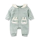 Baby Nest ベビー服 前開き 長袖カバーオール ロンパース 女の子 コットン100% グリーン 3-6M