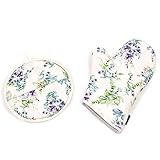 スタイルデコール(STYLE Decor) ミトンセット ボタニカルブーケ リーフ ボタニカル ナチュラル おしゃれ 手袋 キッチン 耐熱 鍋敷き W3300720