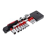 Biuuu 12pcs 1/4"ラチェットレンチソケットセット自転車延長ロッドコンボ修復ツール
