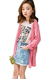 （ UN ANANAS ） カーディガン ロング シンプル 無地 長袖 ボタン ガール 女の子 キッズ 着回し（ピンク９）