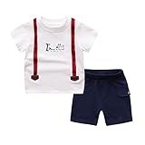 PANCY 子供服 春夏 コットン Ｔシャツ 短パン 上下セット 男の子 女の子 白 ネイビー サロペットプリント おしゃれ(90cm)