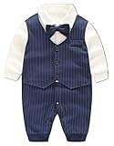 ロンパース　蝶ネクタイ付　カバーオール　フォーマル　結婚式　行事　節句　七五三　男の子 (66㎝, ネイビー) [並行輸入品]