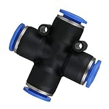 【ノーブランド 品】真鍮 プラスチック製　 空気圧　クロス「X」　コネクタ　プッシュイン式継手　水ホースチューブ　全４サイズ選べる　５個 - 6mm