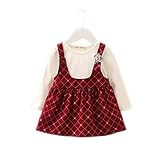 FEVON ワンピース　ベビー服 子供服 女の子　長袖　春　秋　サロペット　重ね着風　フェイクレイヤード　キッズ スカート 新生児　赤ちゃん　チェック柄　小花柄　ドレス　入学式 入園式　七五三　出産祝