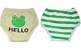 【Adamz.sp】 ベビー トレーニングパンツ ２枚組 6層 赤ちゃん トイレトレーニング (95, カエル・緑)