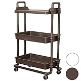 Doric ワゴン フラットタイプ 3段 全2色 ダークブラウン [ エステワゴン ネイルワゴン 美容室ワゴン キッチンワゴン マルチワゴン サイドワゴン キャスターワゴン キャスター付き インテリア 収納 ウッド 業務用 プラスチック 軽