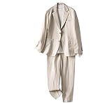 綿麻 メンズセットアップスーツ 2ピース リネン 涼しい 通気性 サマージャケット テーラードジャケット スラックス 上下 長袖 ブレザー リネンパンツ 大きいサイズ 無地 カジュアル おしゃれ 春夏秋春 紳士服