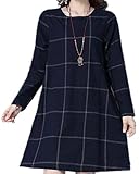 (オーセンティック) AUTHENTIC マタニティ ワンピース 長袖 チェック柄 妊婦服 産前 産後 ストレッチ お出かけ (M, ネイビー)