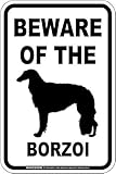 [MAGSIGN] ボルゾイ 注意 英語 ステッカー/バンパーステッカー BEWARE OF THE BORZOI 車/屋外用 日本製 SSサイズ