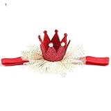 Nice Days（ナイス　ディズ） ベビー ヘアバンド 髪飾り キラキラ クラウン 新生児 髪飾り 出産祝い 誕生日 プレゼント (赤)