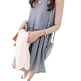 juan Fashion Store Onlineレディース マタニティ ウェア ワンピース 肩出し ノースリーブ 授乳 口 丸首 シンプル 大人 かわいい 夏 楽 ふんわり フレア ひざ丈 ミモレ丈