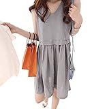 授乳服可愛いマタニティ ウェア ワンピースレディース 授乳口付き [服を 着たまま 簡単 授乳] 赤ちゃん との 外出に! マタニティウェア (XL, グレー)